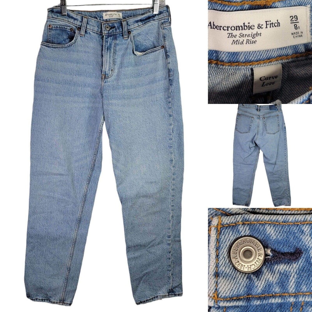 Abercrombie Fitch Jeans The Straight High Rise Womens Size 29 / 8 Curve Love